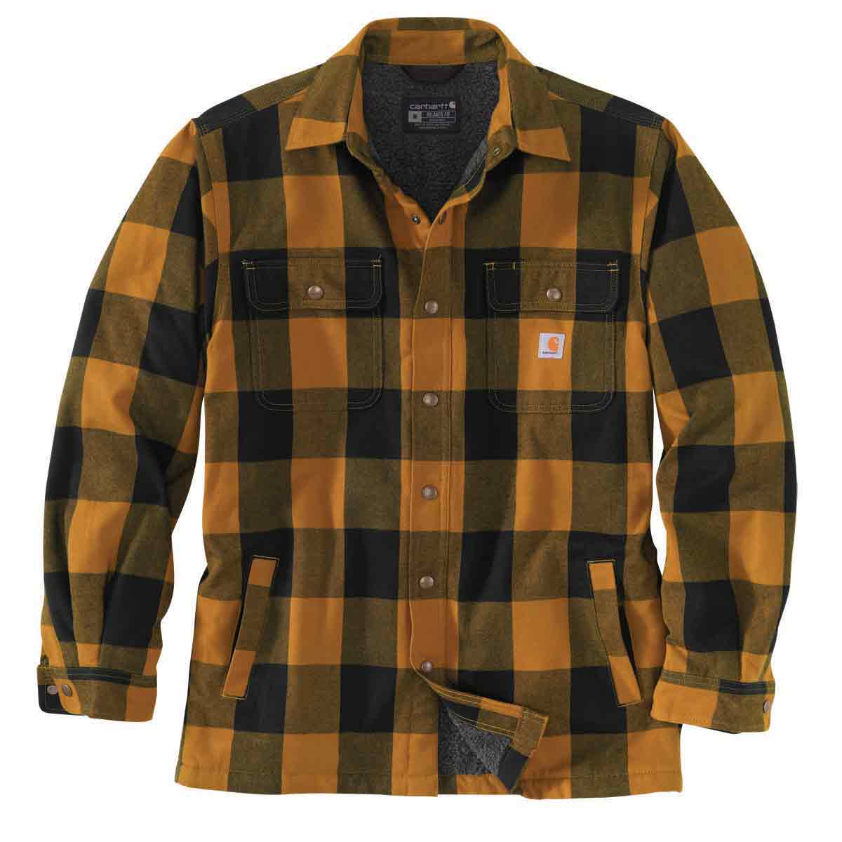 Carhartt Men's Relaxed Fit Heavyweight Flannel Sherpa-Lined Shirt Jac