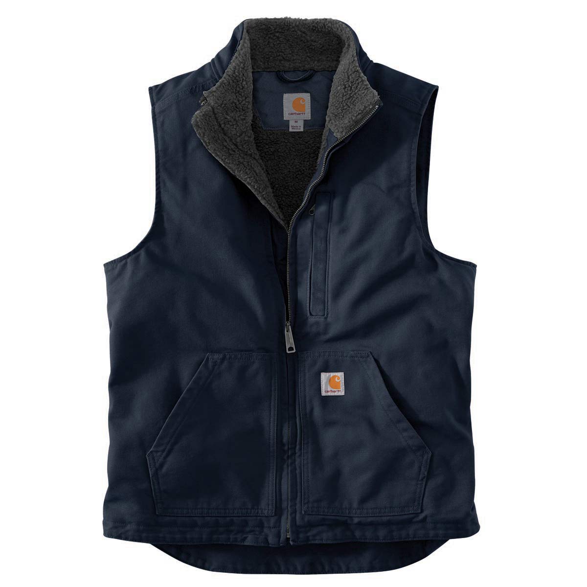 Carhartt Men's Loose Fit Washed Duck Sherpa-Lined Mock Neck Vest - Discontinued Pricing