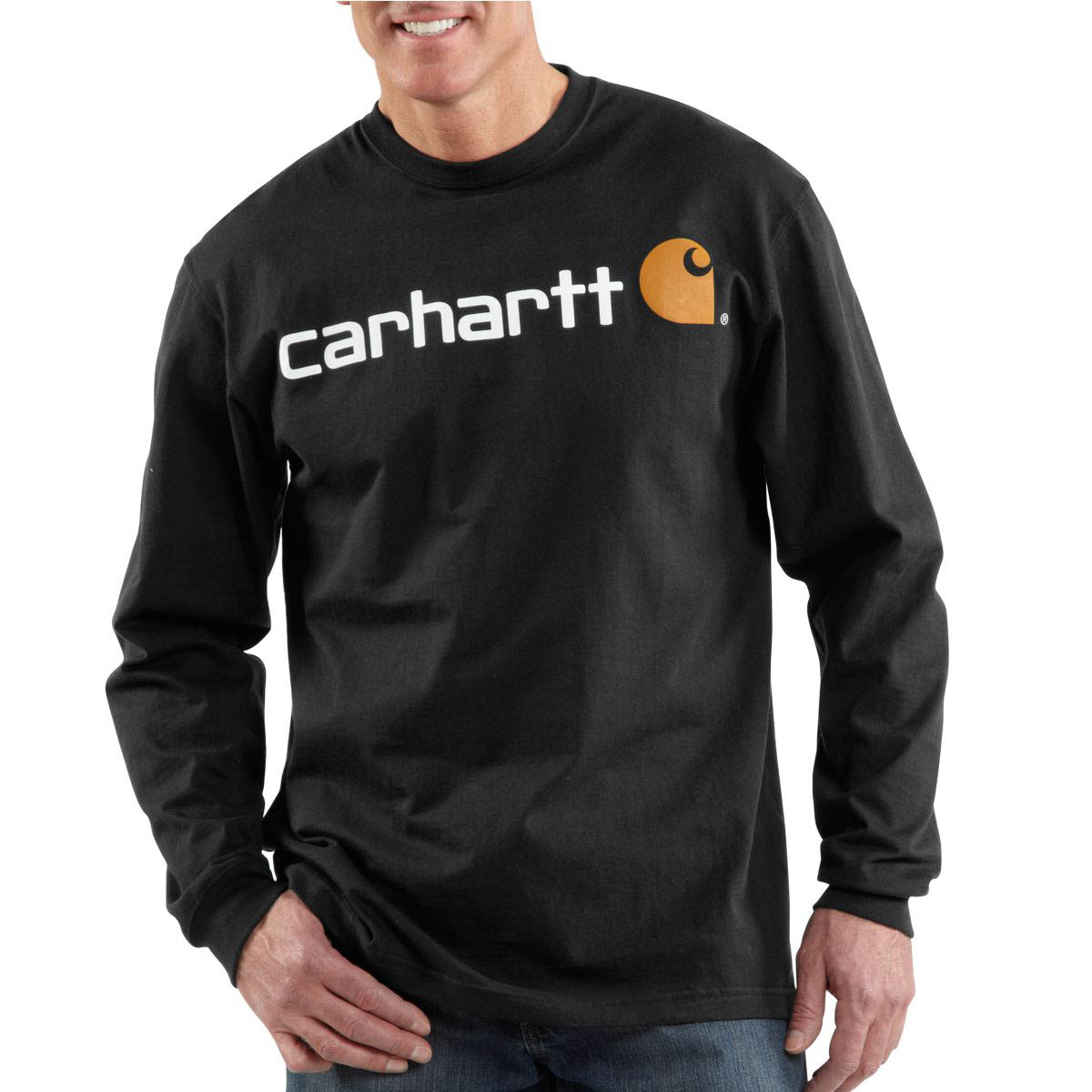 Carhartt Men's Signature Logo Long Sleeve T Shirt