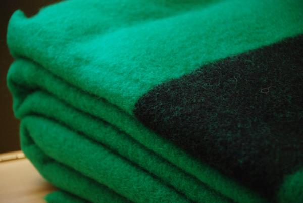 Hudsons Bay Green Wool 4 Point Blanket Full