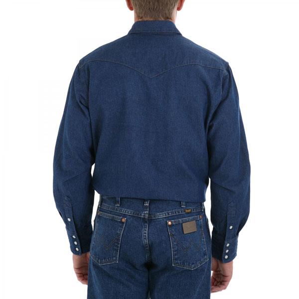Wrangler Men's Blue Long Sleeve Twill Solid