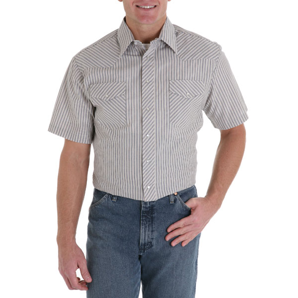 Wrangler Mens Short Sleeve Stripe Shirt