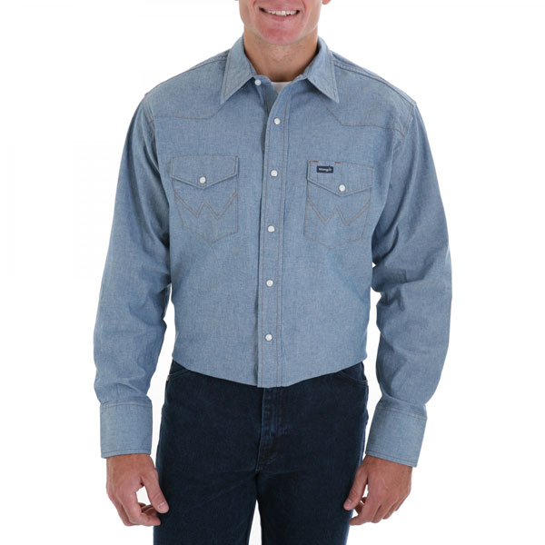 Wrangler Mens Authentic Cowboy Cut Denim Work Shirt