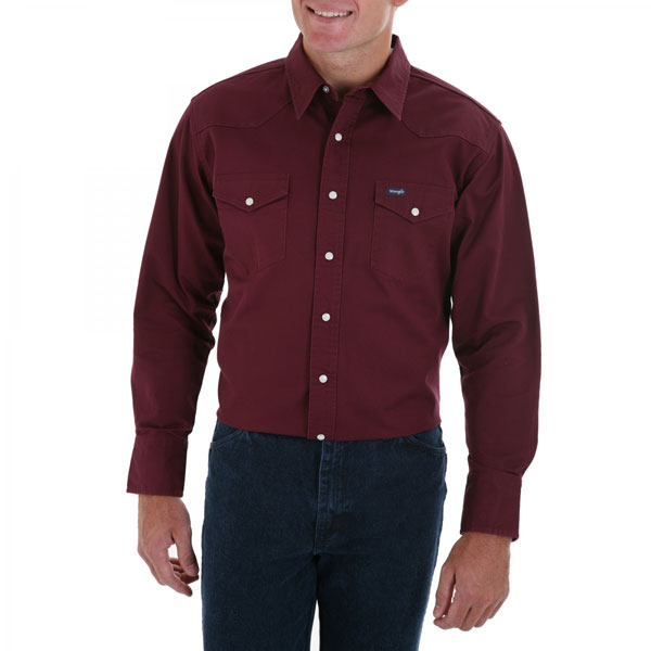 Wrangler Mens Red Oxide Long Sleeve Twill Solid