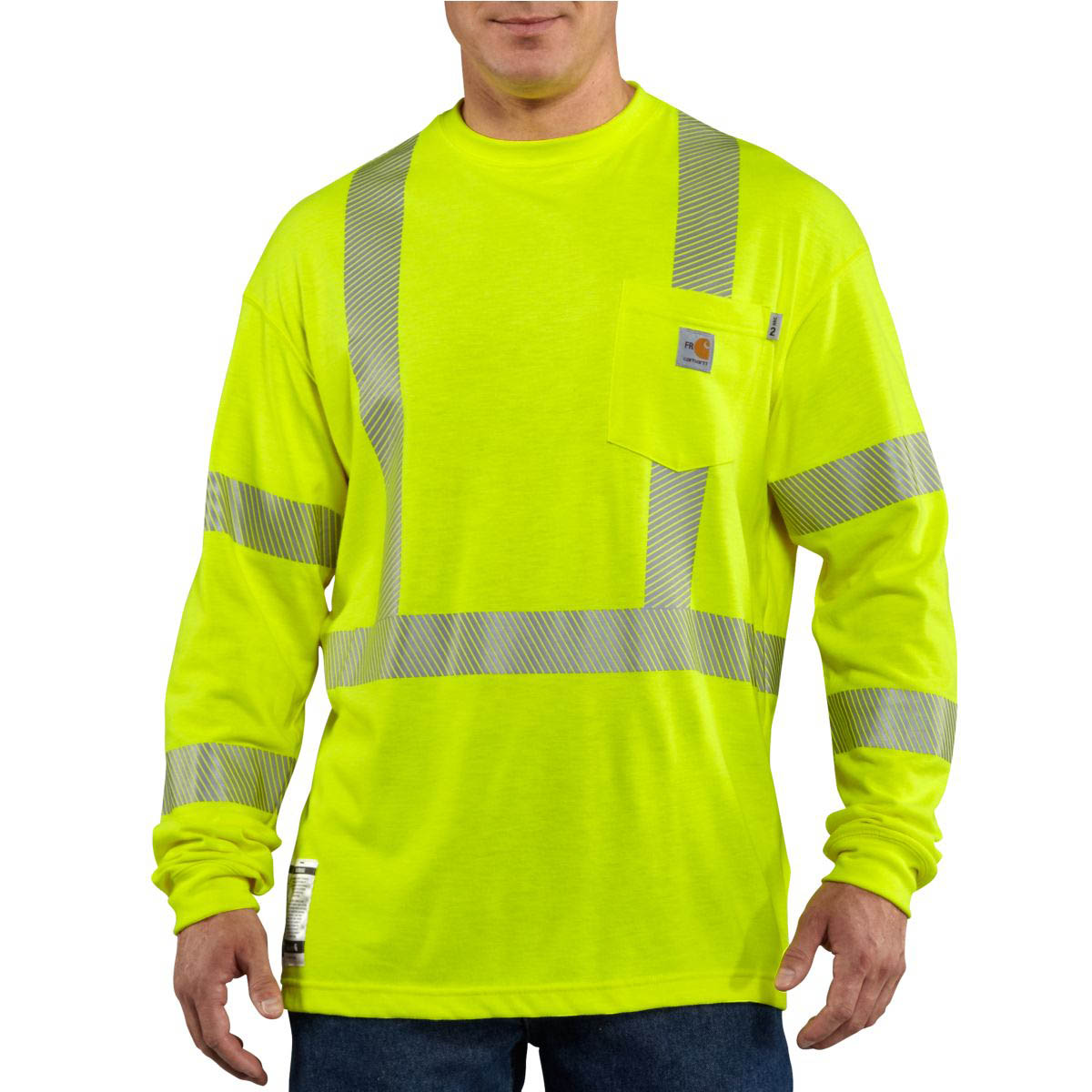 Carhartt Mens Flame Resistant High Visibility Long Sleeve T Shirt Class 3