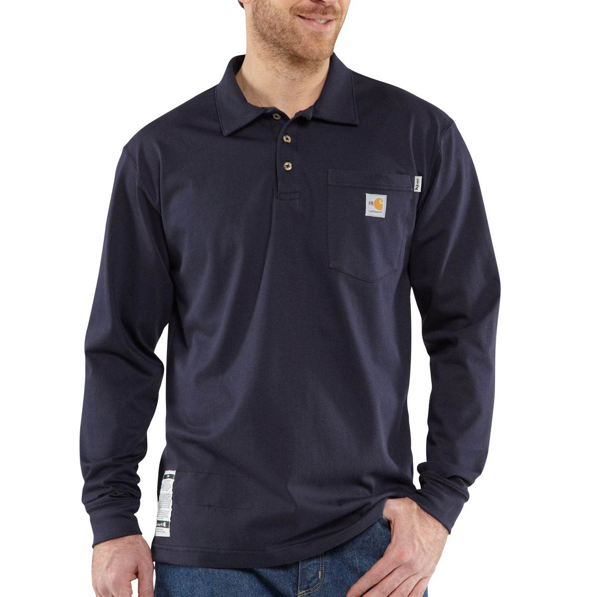 Carhartt Mens Flame Resistant Force Cotton Long Sleeve Polo