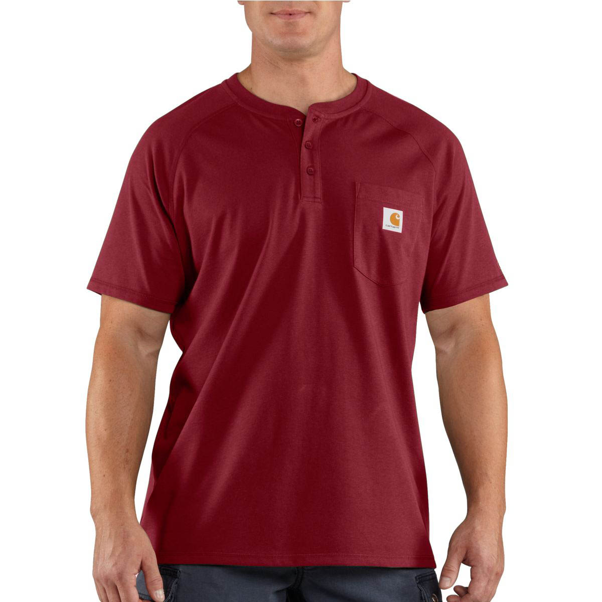 Carhartt Mens Force Cotton Short Sleeve Henley Discontinued Pricing
