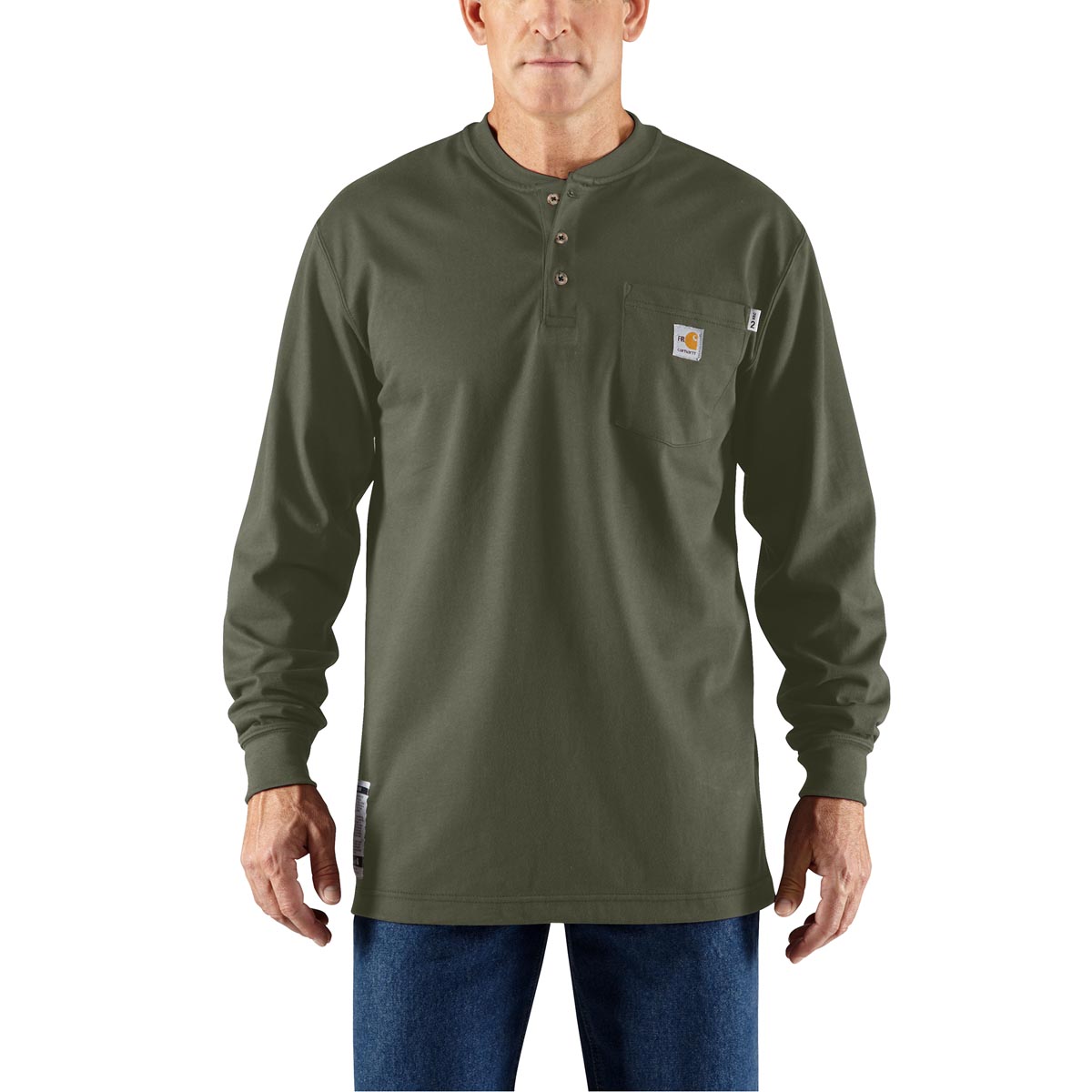 Carhartt Mens Flame Resistant Force Cotton Long Sleeve Henley Discontinued Pricing