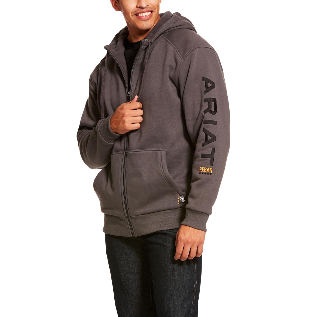 ARIAT Womens Charcoal Heather Rebar All-Weather Zip Hoodie Charcoal XX-Large